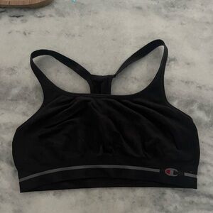 Champion Black Racerback Medium-Impact Sports Bra with Reflective Stripe
